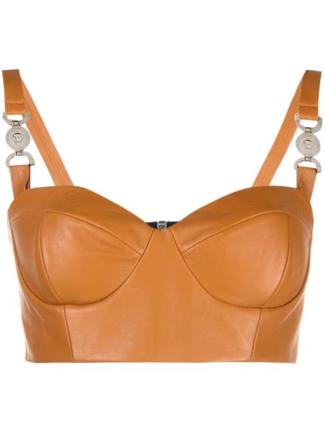 versace 95 leather bustier top